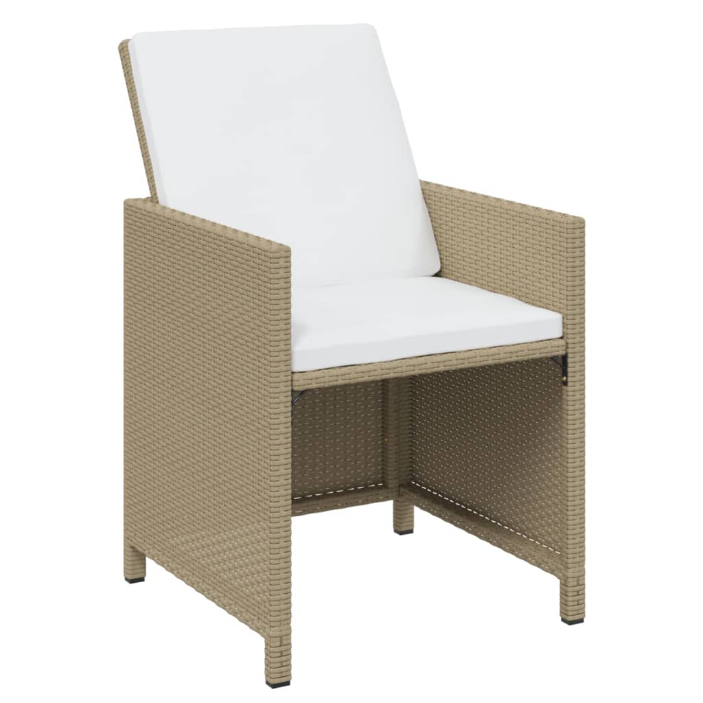 19-tlg. Garten-Essgruppe mit Kissen Poly Rattan Beige