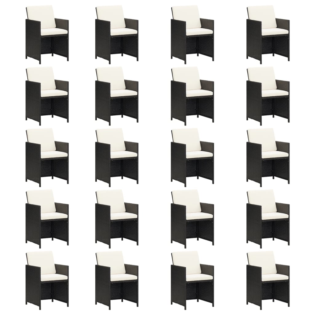 21-tlg. Garten-Essgruppe mit Kissen Schwarz Poly Rattan