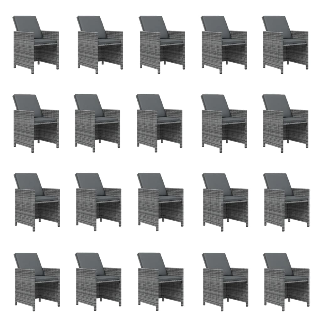 21-tlg. Garten-Essgruppe mit Kissen Poly Rattan Grau