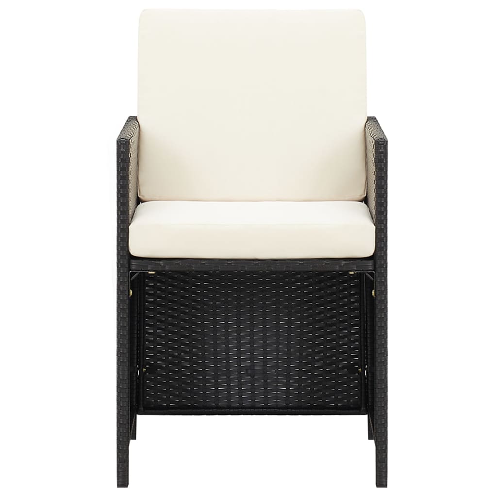 17-tlg. Garten-Essgruppe mit Kissen Schwarz Poly Rattan