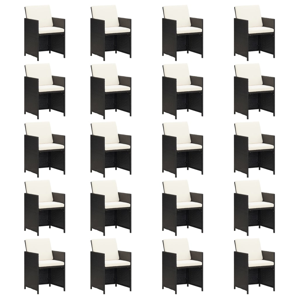 21-tlg. Garten-Essgruppe mit Kissen Schwarz Poly Rattan