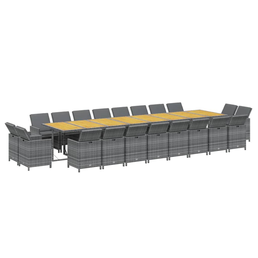 21-tlg. Garten-Essgruppe mit Kissen Grau Poly Rattan