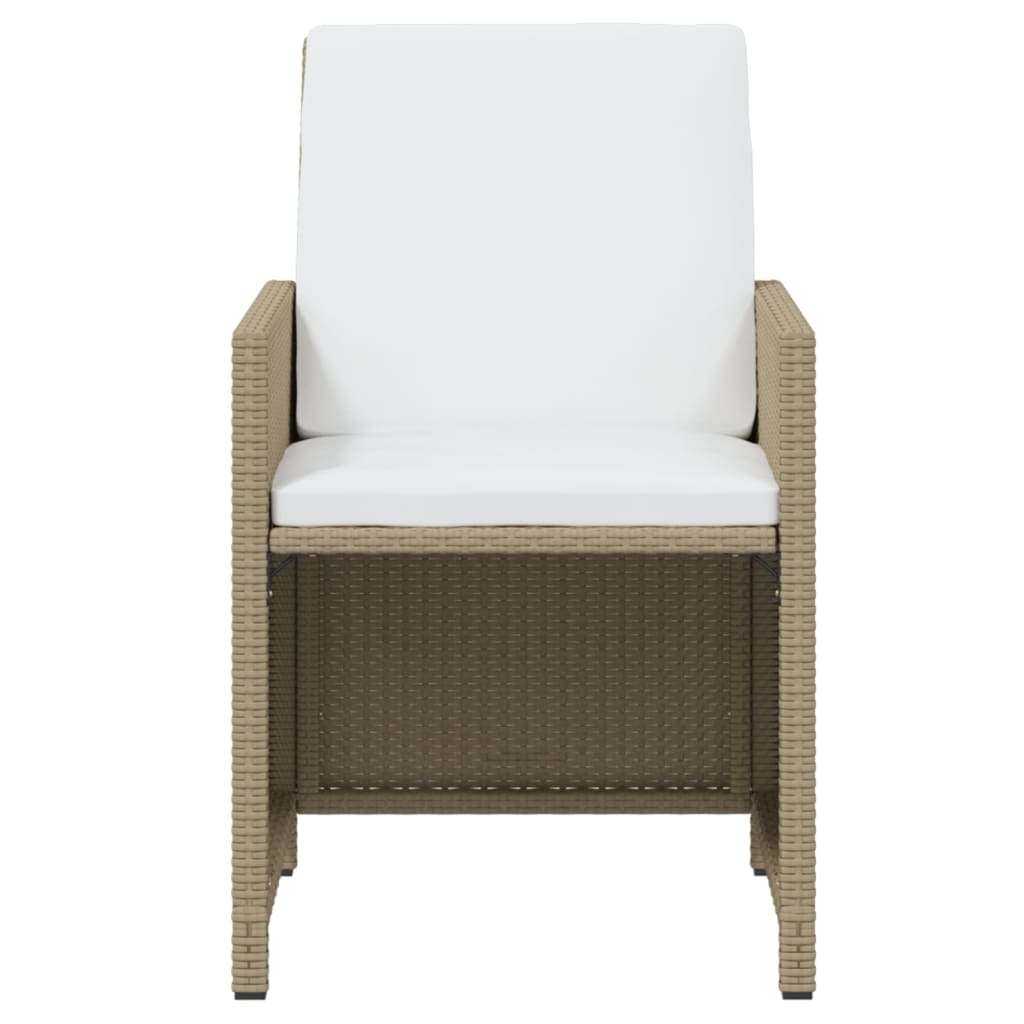 21-tlg. Garten-Essgruppe mit Kissen Poly Rattan Beige