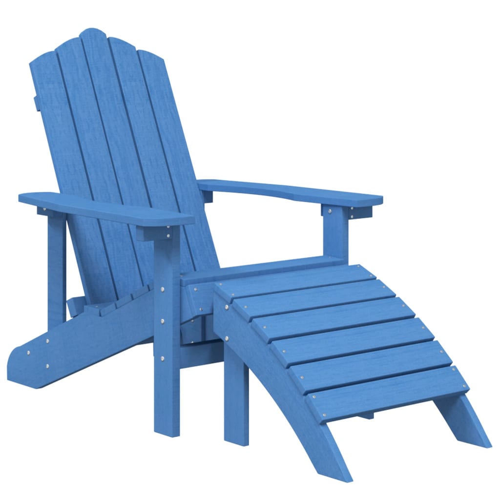 Adirondack-Gartenstuhl mit Hocker & Tisch HDPE Aquamarin