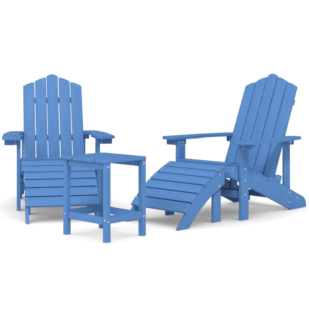 Adirondack-Gartenstühle mit Hocker & Tisch HDPE Aquamarin