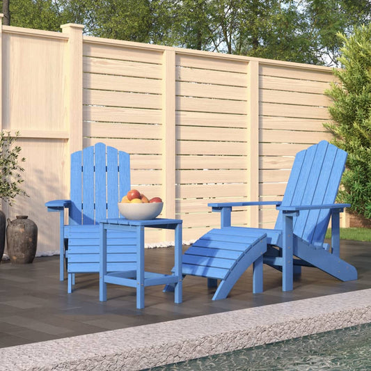 Adirondack-Gartenstühle mit Hocker & Tisch HDPE Aquamarin