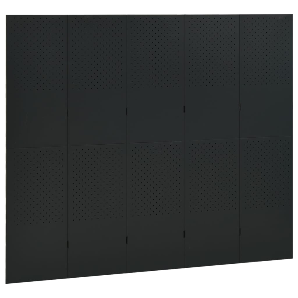 5-tlg. Raumteiler 2 Stk. Schwarz 200x180 cm Stahl