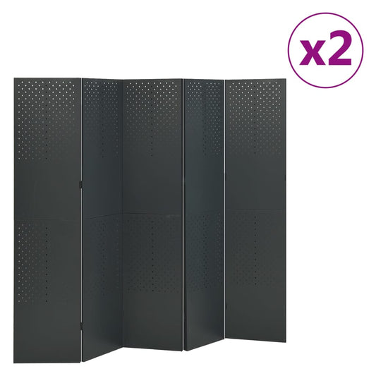 5-tlg. Raumteiler 2 Stk. Anthrazit 200x180 cm Stahl
