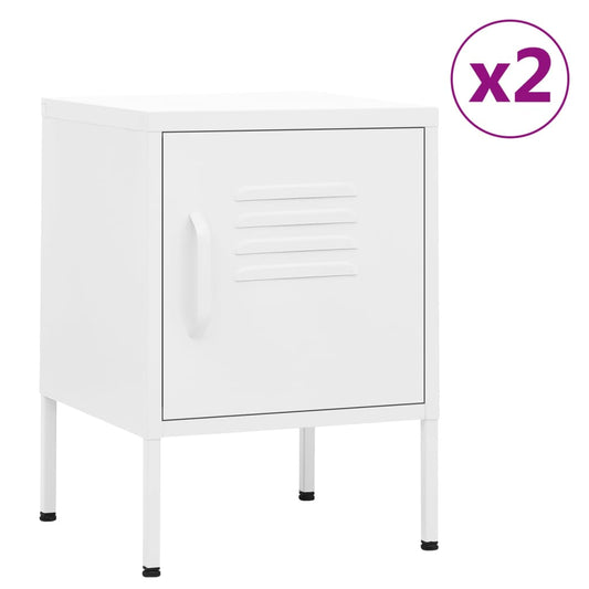 Tables de chevet, lot de 2, blanc, 35 x 35 x 51 cm, acier