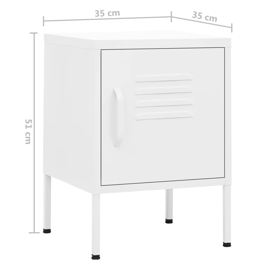 Tables de chevet, lot de 2, blanc, 35 x 35 x 51 cm, acier
