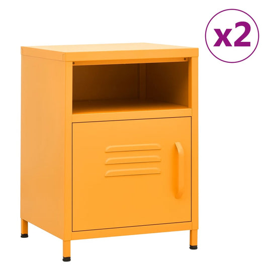 Tables de chevet, lot de 2, acier, jaune moutarde, 35 x 35 x 51 cm