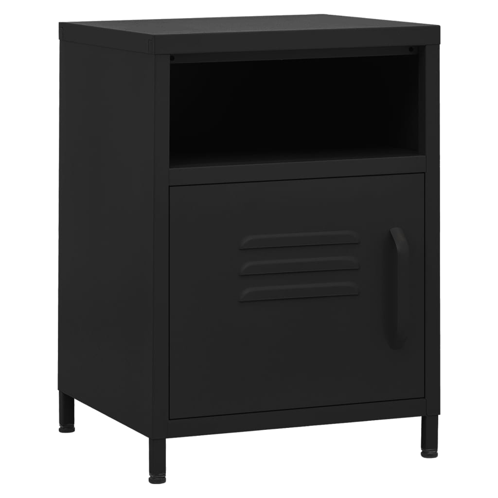 Tables de chevet, lot de 2, noir, 35 x 35 x 51 cm, acier