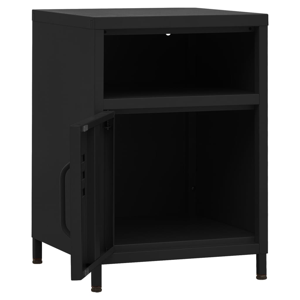 Tables de chevet, lot de 2, noir, 35 x 35 x 51 cm, acier