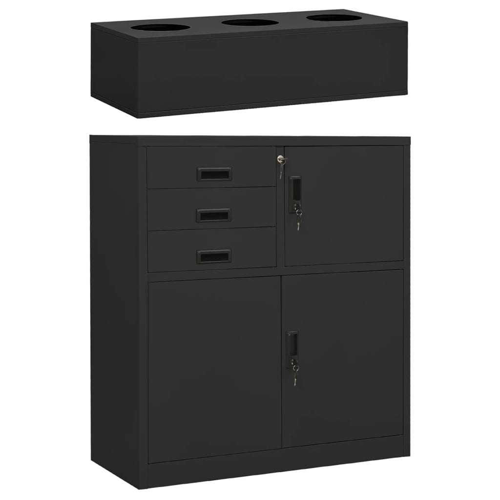 Armoire de bureau avec jardinière anthracite 90x40x125 cm acier