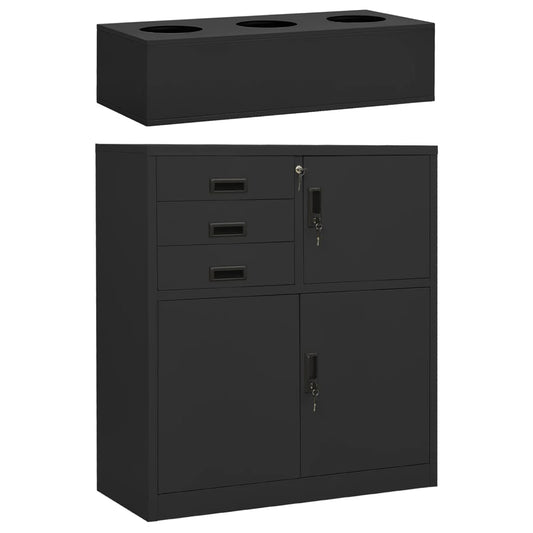 Armoire de bureau avec jardinière anthracite 90x40x125 cm acier