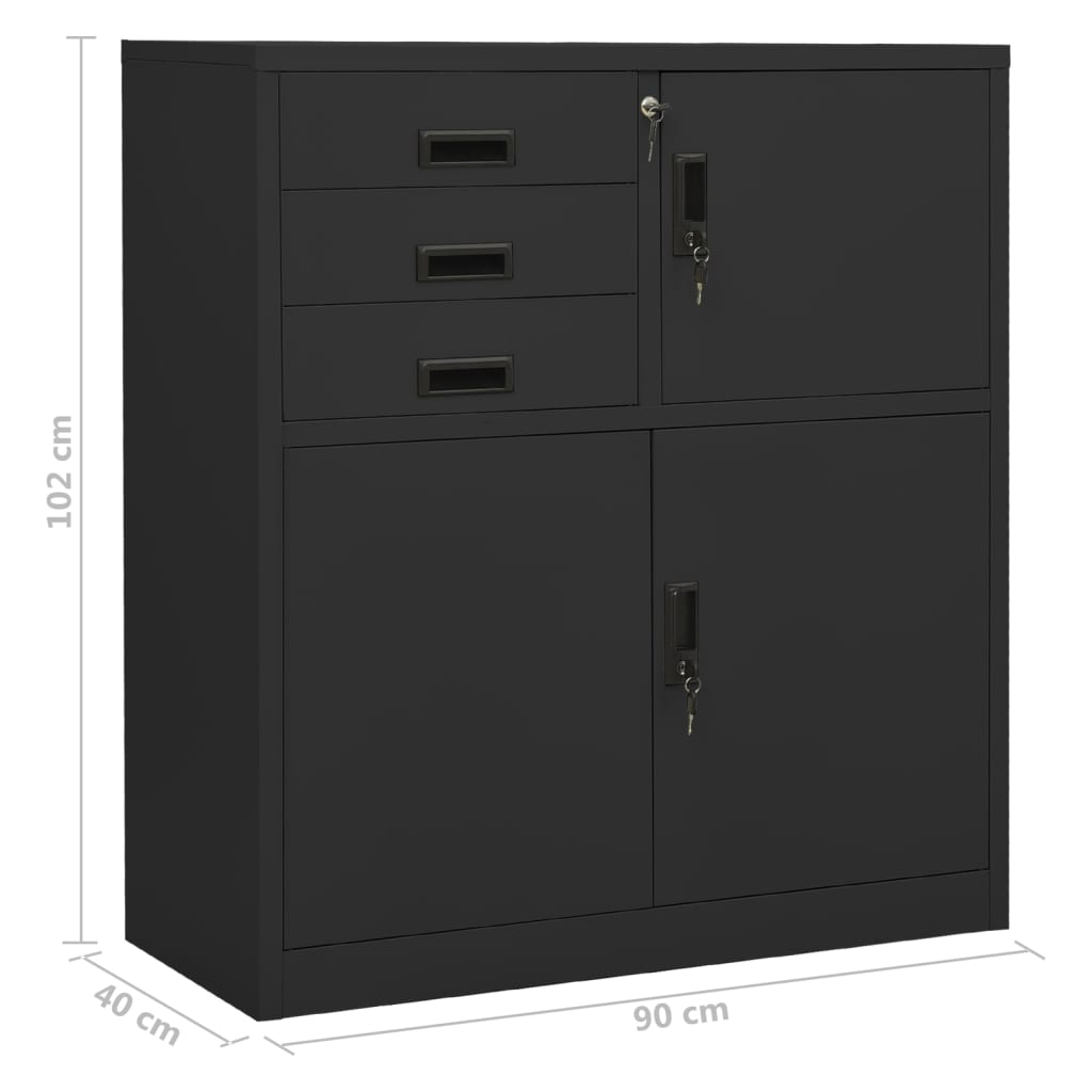 Armoire de bureau avec jardinière anthracite 90x40x125 cm acier