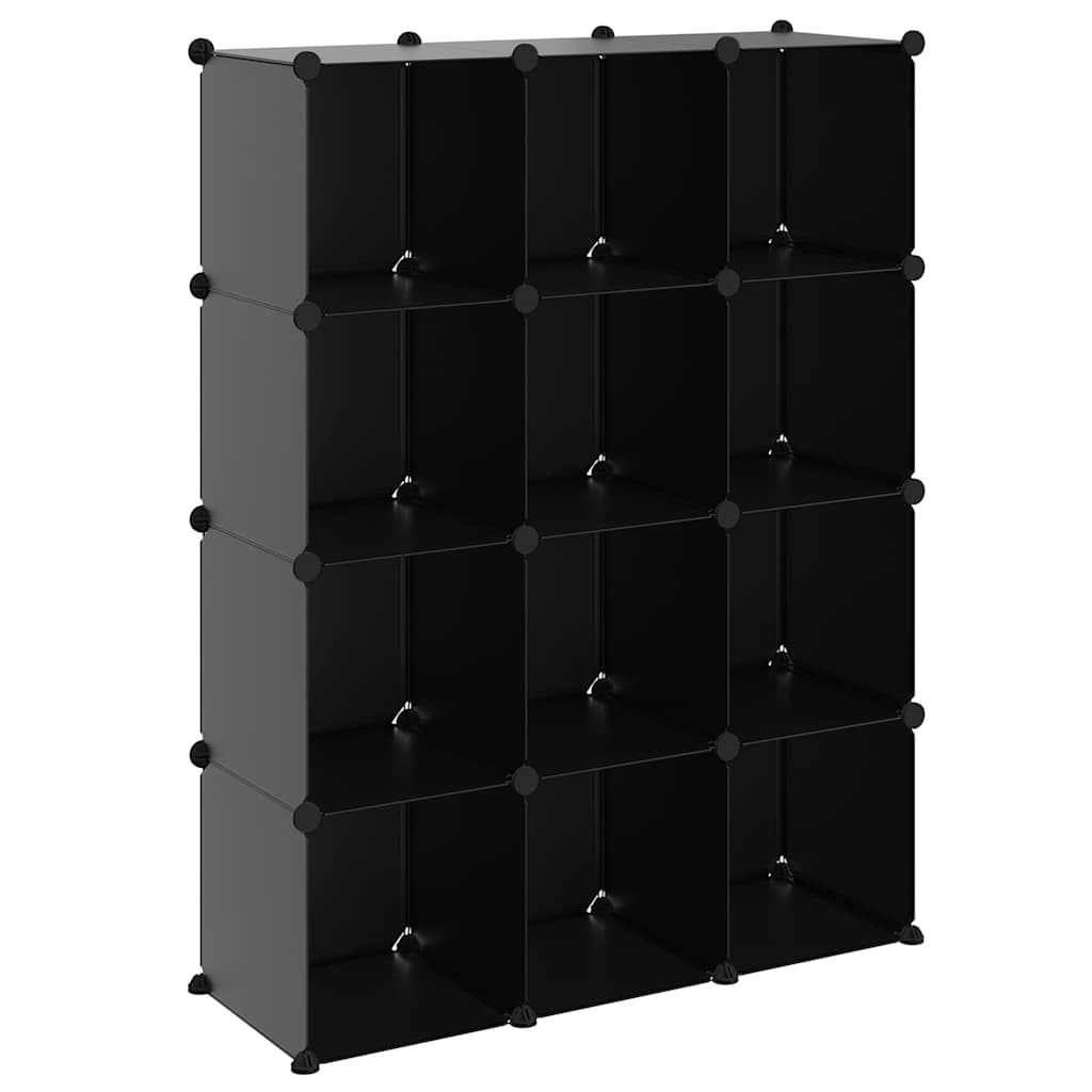Regalsystem mit 12 Würfeln Schwarz PP