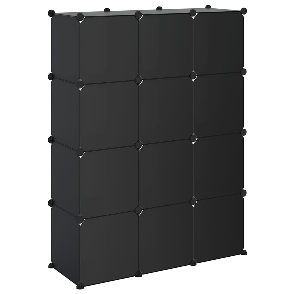 Regalsystem mit 12 Würfeln Schwarz PP