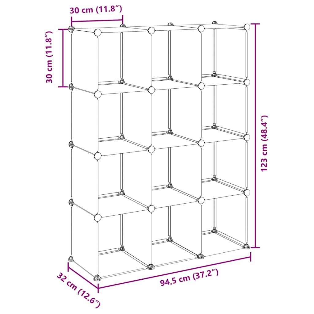 Regalsystem mit 12 Würfeln Transparent PP