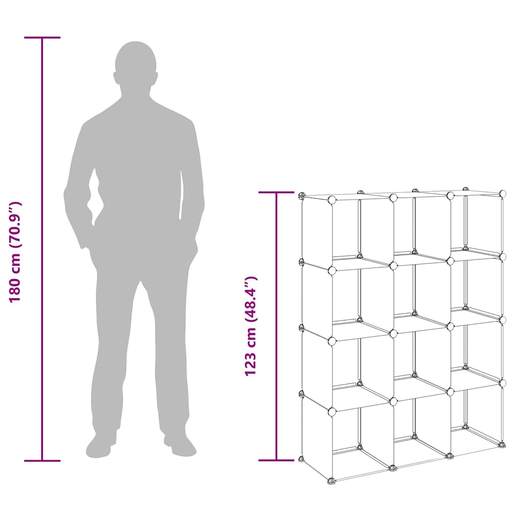 Regalsystem mit 12 Würfeln Transparent PP