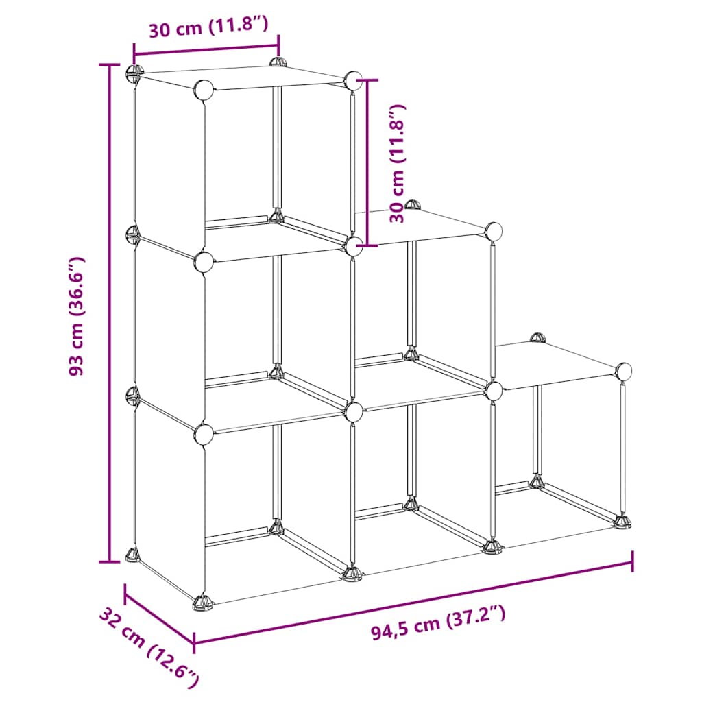 Regalsystem mit 6 Würfeln Transparent PP