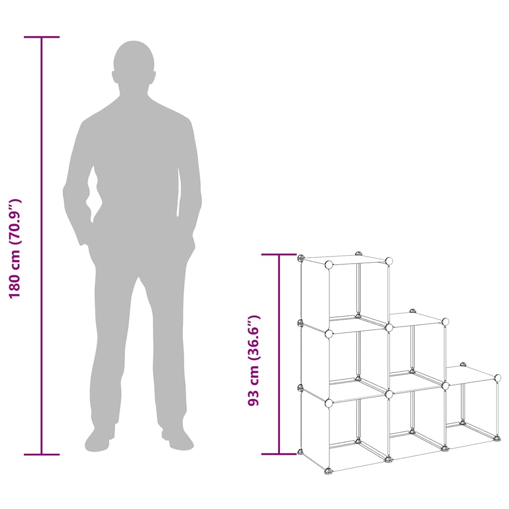 Regalsystem mit 6 Würfeln Transparent PP