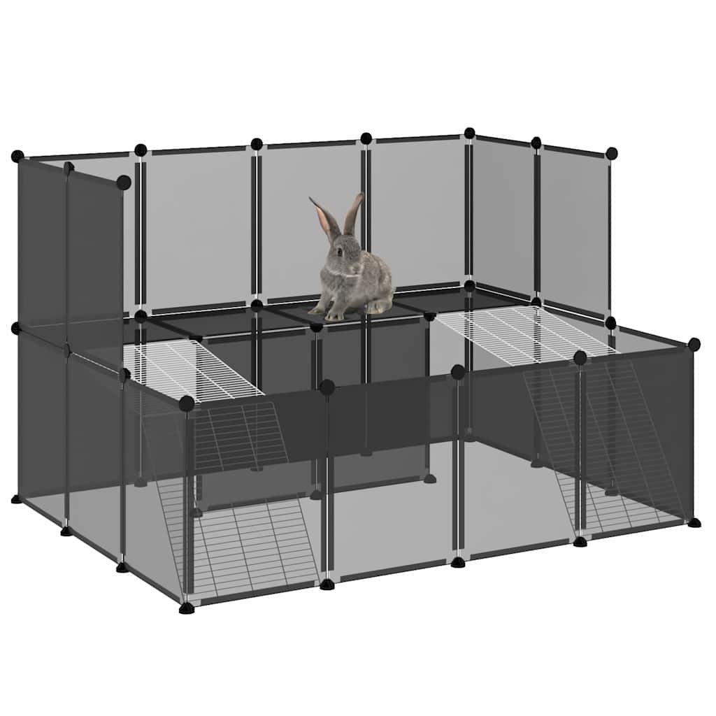 Kleintierkäfig Schwarz 143x107x93 cm PP und Stahl