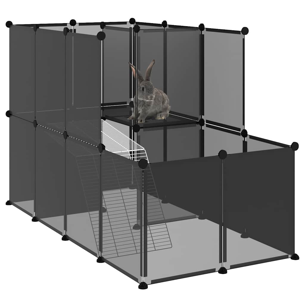 Kleintierkäfig Schwarz 142x74x93 cm PP und Stahl