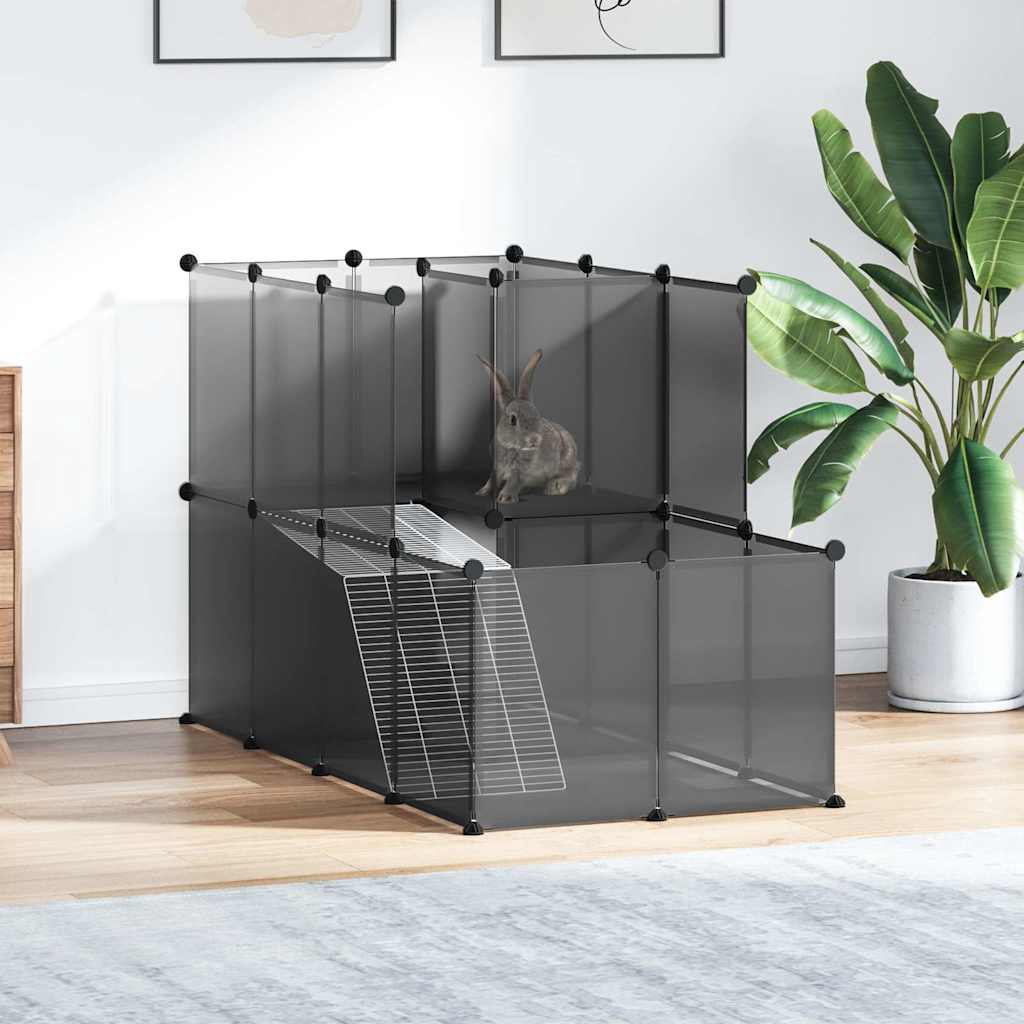 Kleintierkäfig Schwarz 142x74x93 cm PP und Stahl