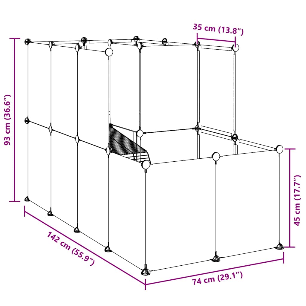 Kleintierkäfig Transparent 142x74x93 cm PP und Stahl