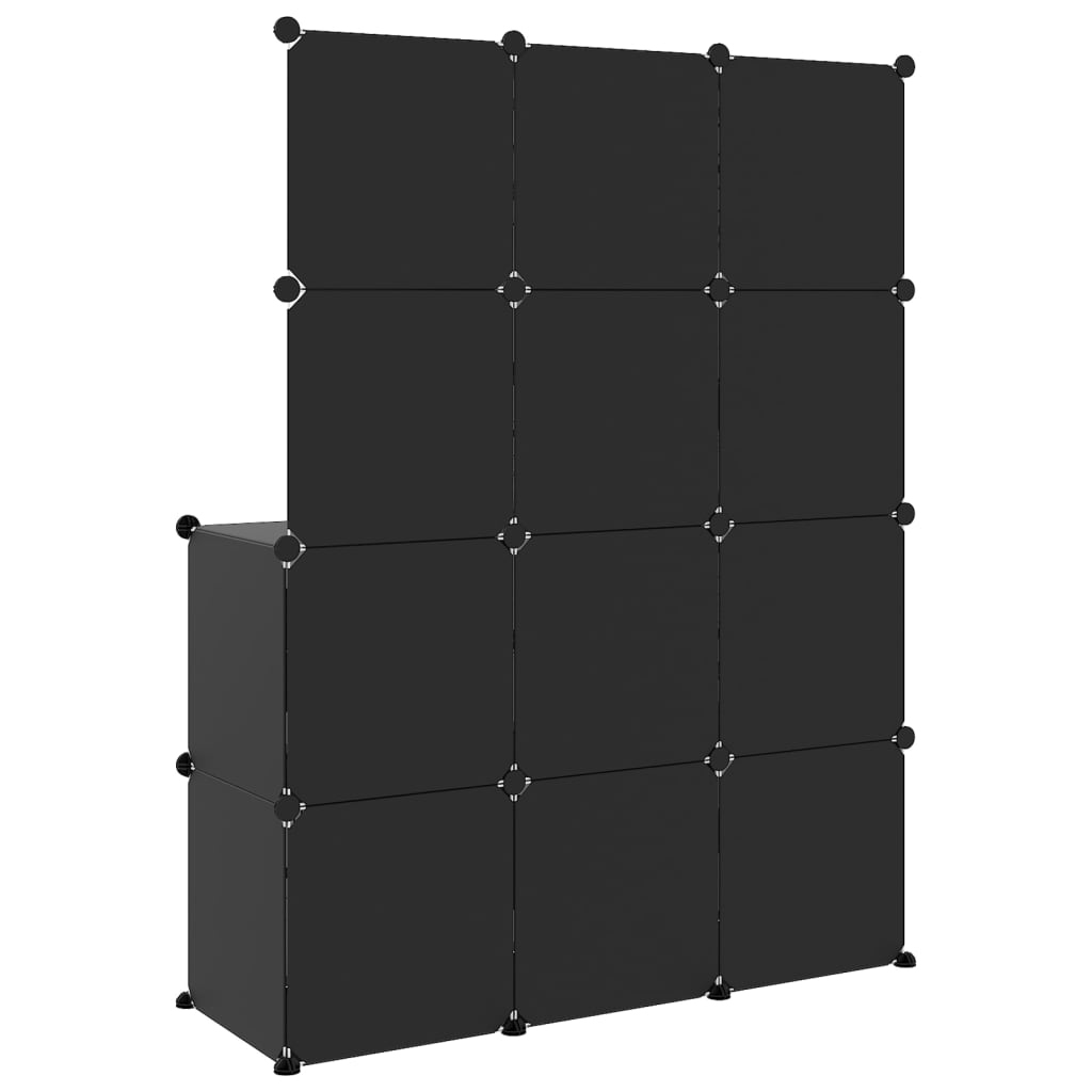 Kinderschrank Modular mit 10 Würfeln Schwarz PP