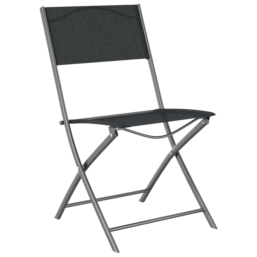 Klappstühle, 2 Stück, schwarzer Stahl und Textilene