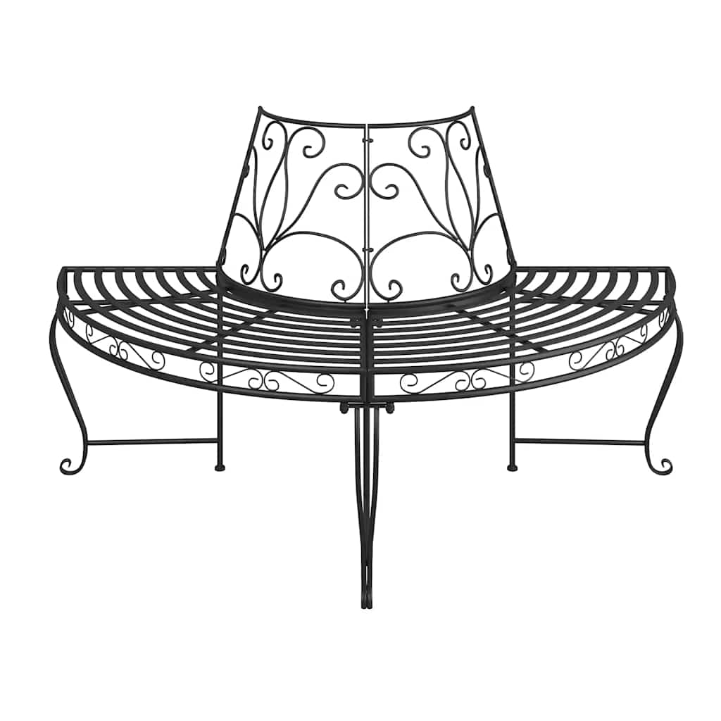 Baumbänke Halbrund 2 Stk. Ø160 cm Schwarz Stahl