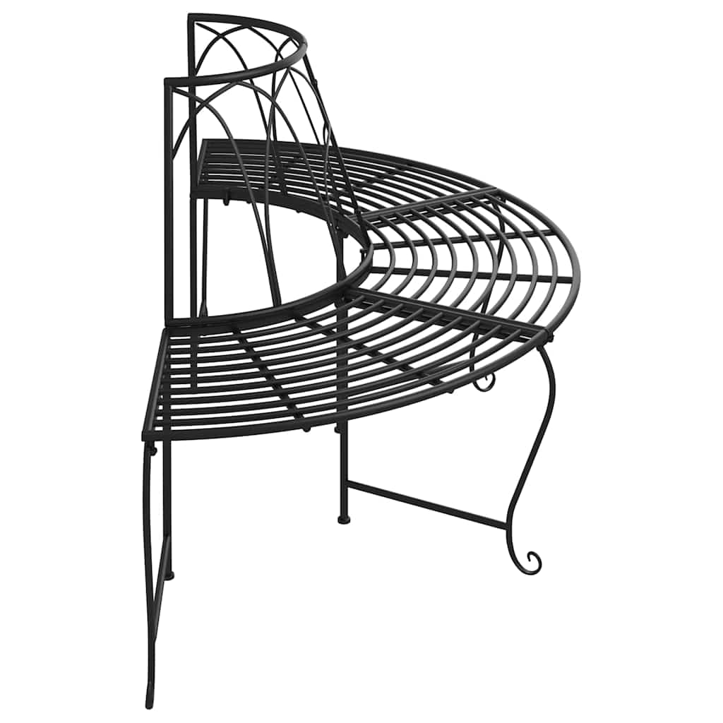 Baumbänke Halbrund 2 Stk. Ø159 cm Schwarz Stahl