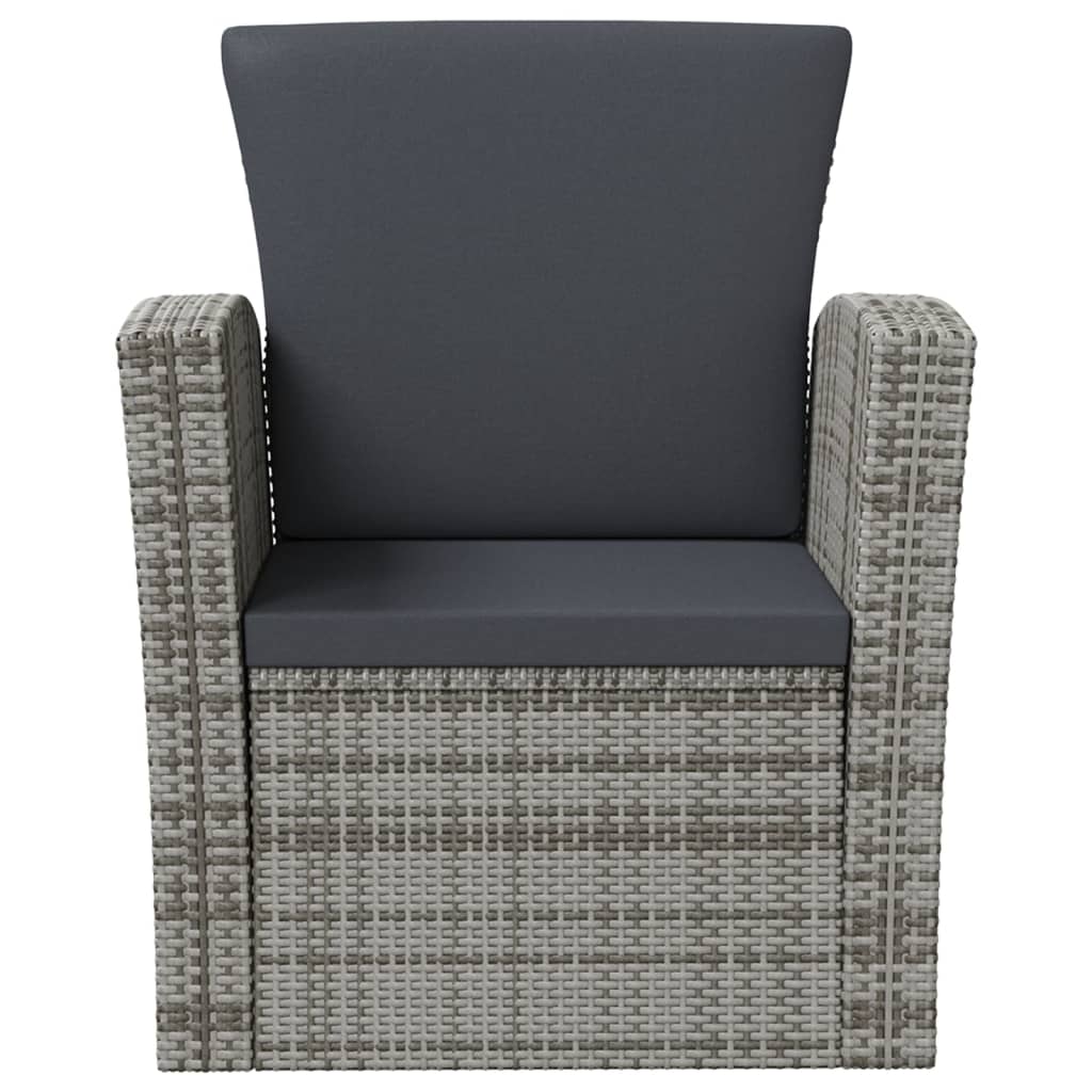 8-tlg. Garten-Lounge-Set mit Kissen Poly Rattan Grau
