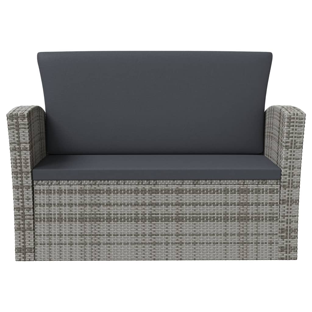 8-tlg. Garten-Lounge-Set mit Kissen Poly Rattan Grau