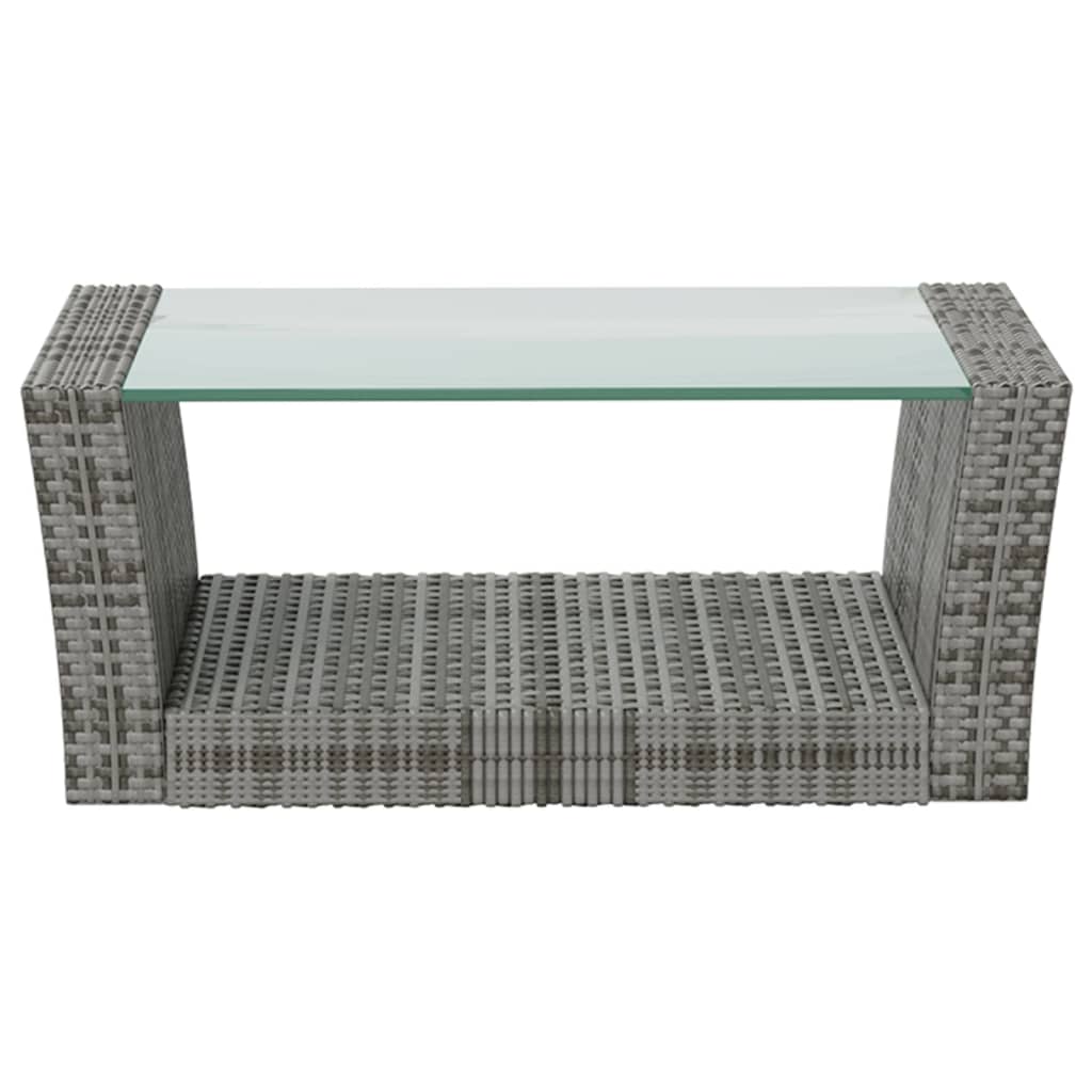 8-tlg. Garten-Lounge-Set mit Kissen Poly Rattan Grau