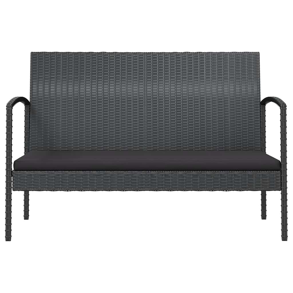 16-tlg. Garten-Lounge-Set mit Auflagen Poly Rattan Schwarz