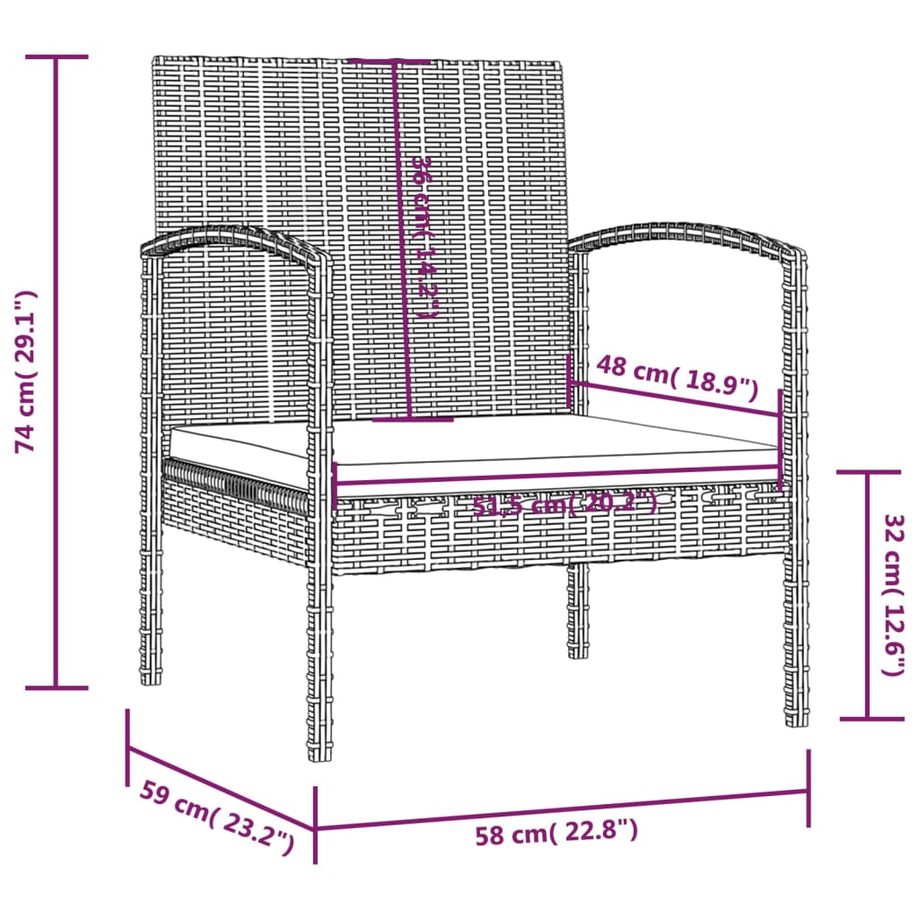 8-tlg. Garten-Lounge-Set mit Auflagen Poly Rattan Schwarz