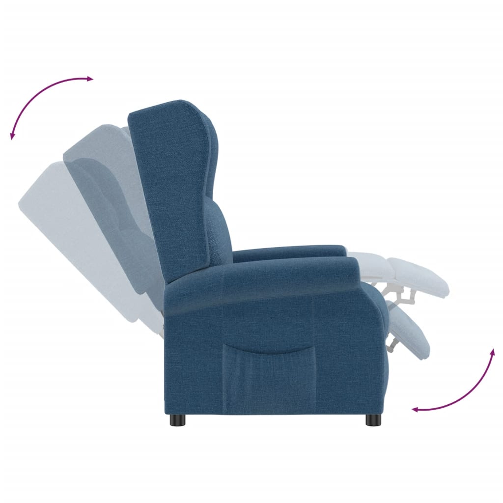 Ohrensessel mit Relaxfunktion Blau Stoff