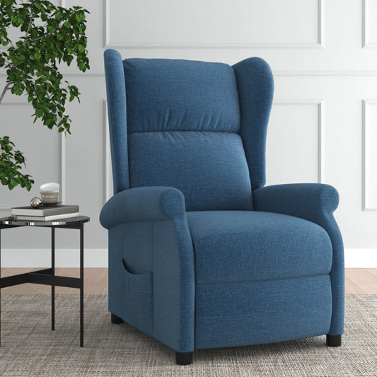 Ohrensessel mit Relaxfunktion Blau Stoff