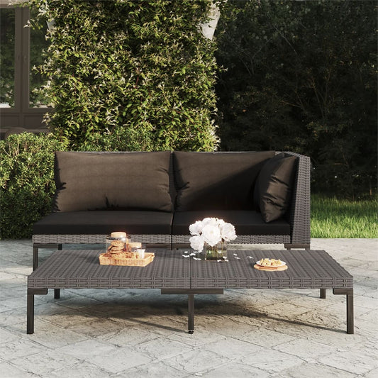 Table basse de jardin semi-circulaire en résine tressée gris foncé