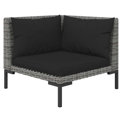 3-tlg. Garten-Lounge-Set Dunkelgrau Halbrundes Poly Rattan