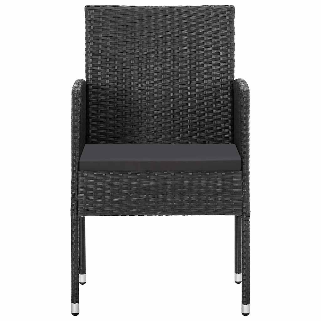 Gartenstühle mit Kissen in Schwarz 4 Stk. Schwarz Polyrattan