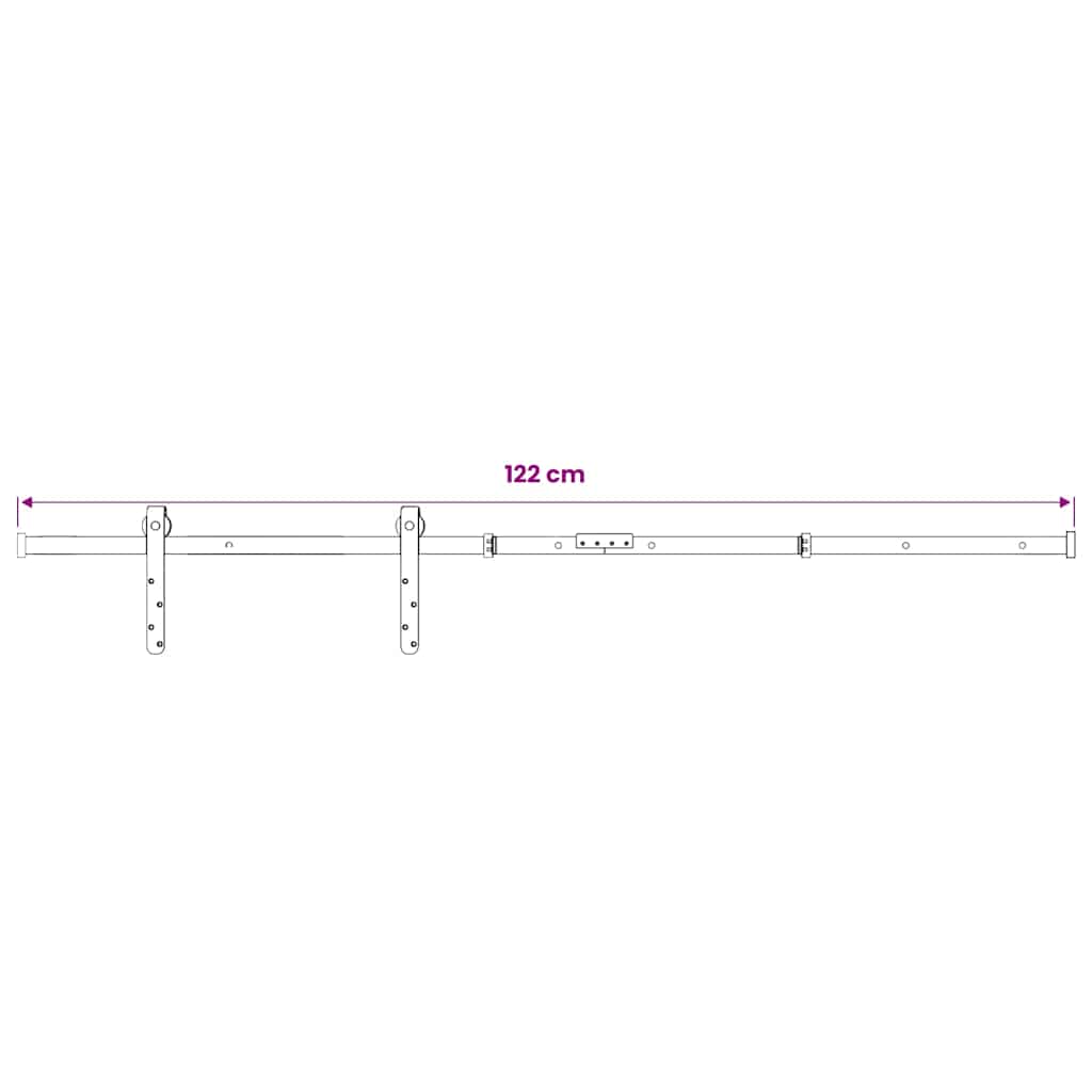 Mini Schiebetürbeschlag Set für Schranktüren Carbonstahl 122 cm
