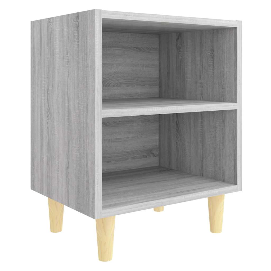 Nachttisch mit Massivholz-Beinen Grau Sonoma 40x30x50 cm