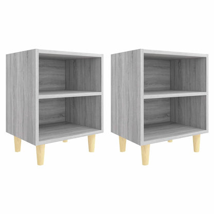 Nachttische mit Massivholz-Beinen 2 Stk. Grau Sonoma 40x30x50cm