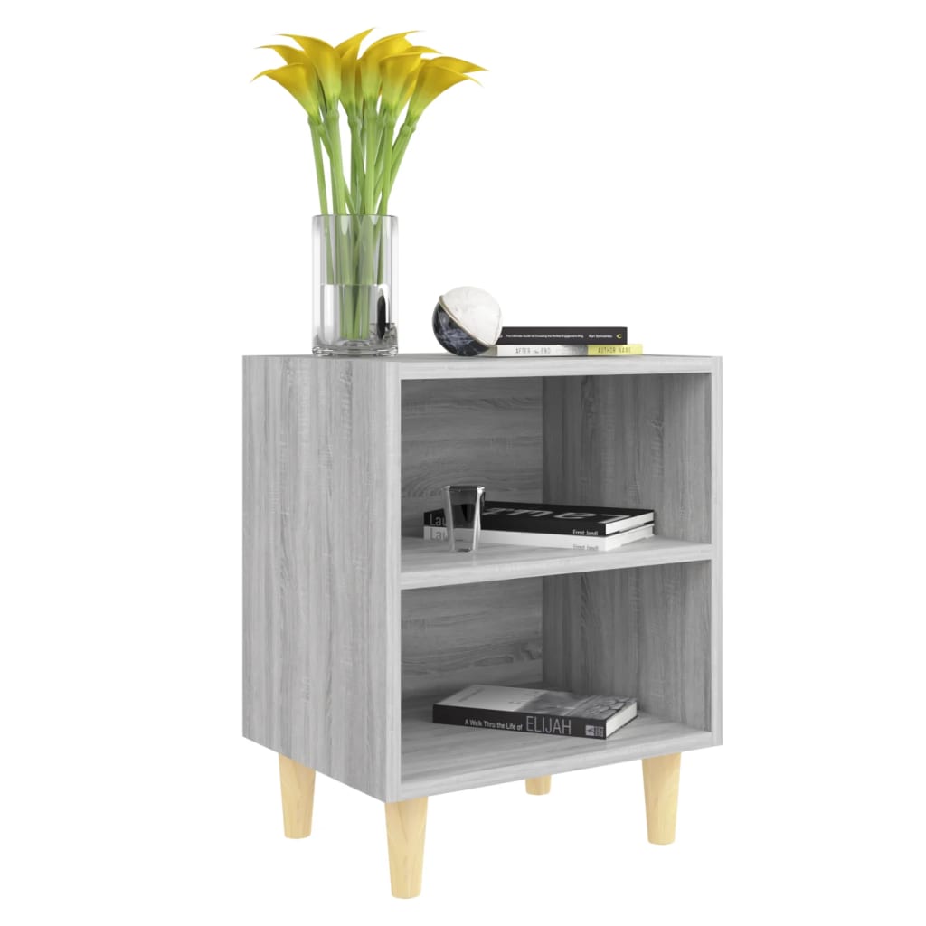 Nachttische mit Massivholz-Beinen 2 Stk. Grau Sonoma 40x30x50cm