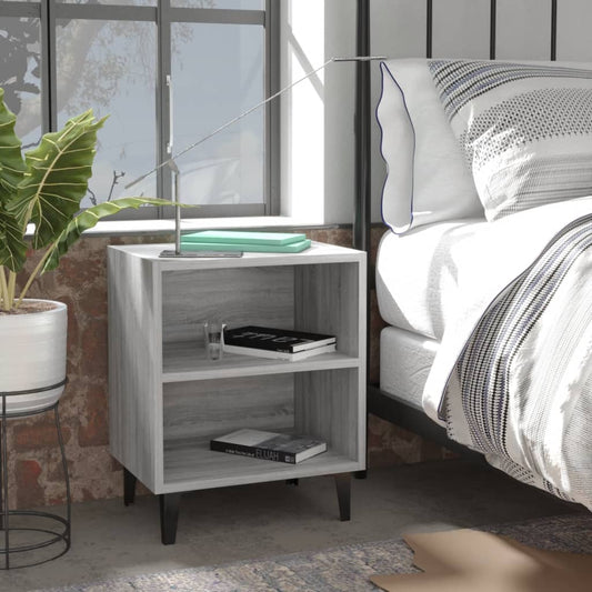 Bedside table with metal legs Gray Sonoma 40x30x50 cm
