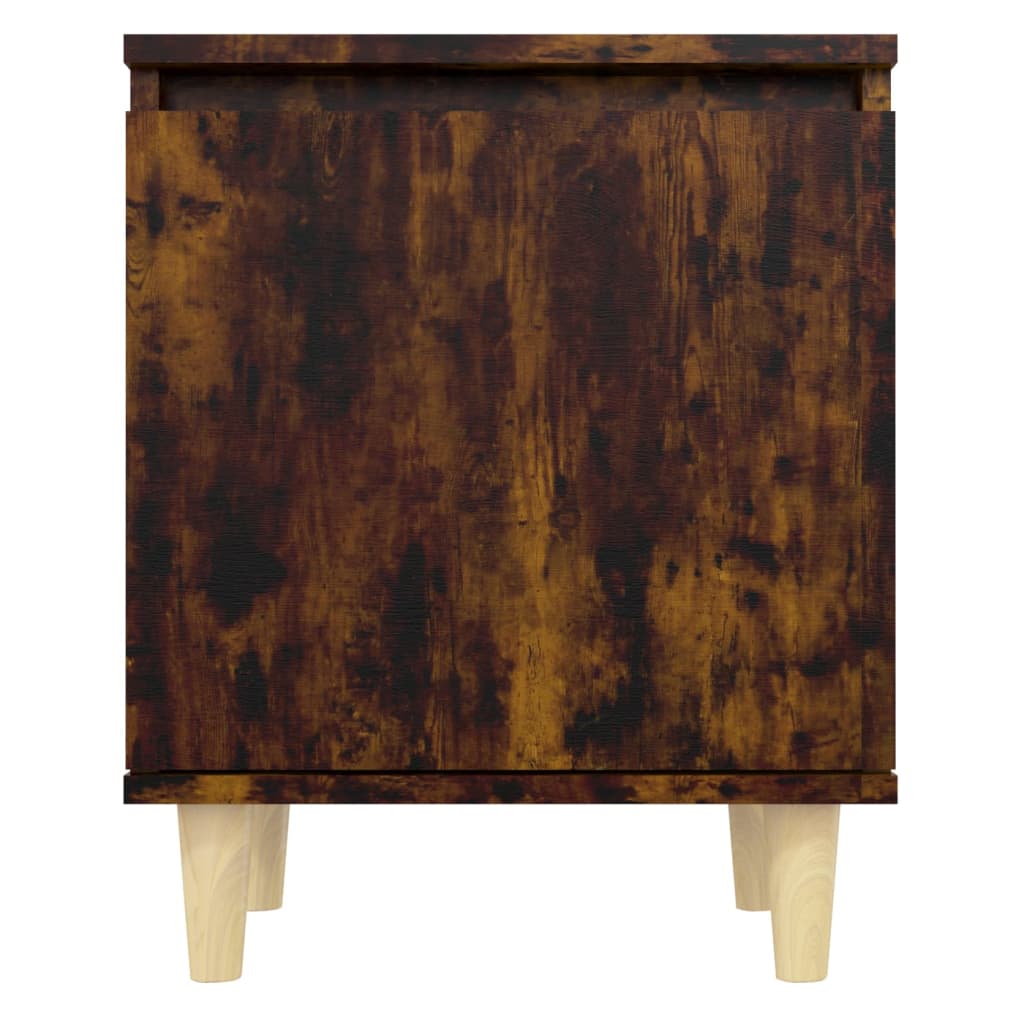 Bedside tables with solid wood legs, 2 pieces, smoked oak, 40x30x50cm
